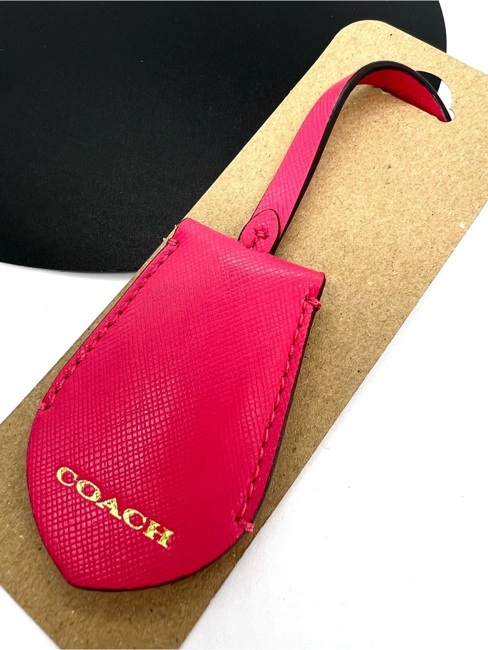 Coach Hot Pink Crossgrain Leather Clochette Key Bell Bag Charm Keyring
